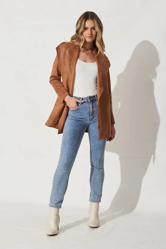 Chaqueta de ante suave con cuello amplio - Celinne