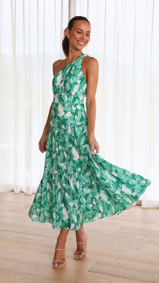 Cory - Vestido de un solo hombro con estampado floral