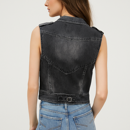 Chaleco denim para mujer estilo biker - Vera