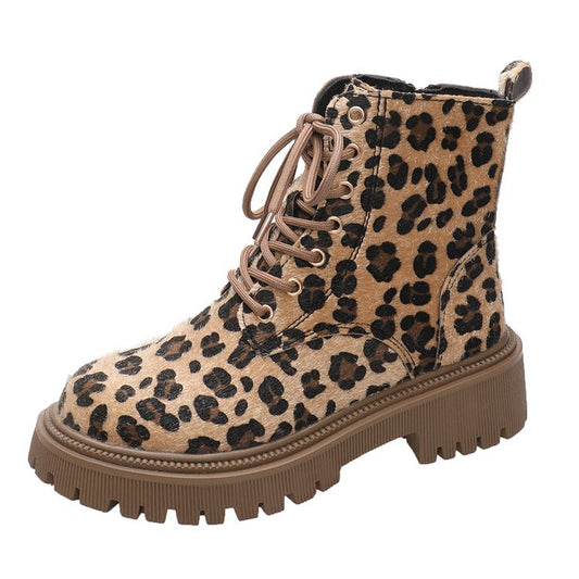 Botines de invierno para mujer con cordones y estampado animal - Samantha