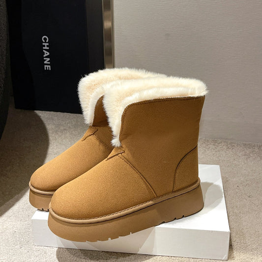 Botines para mujer estilo invernal con borde afelpado - Saivelle