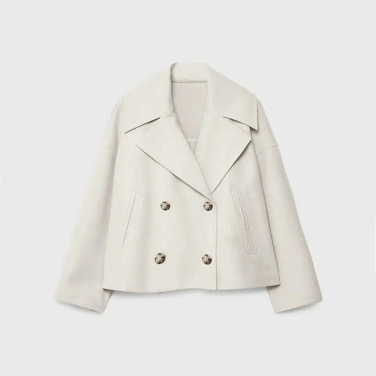 Chaqueta corta de lana con doble botonadura para mujer - Heidi
