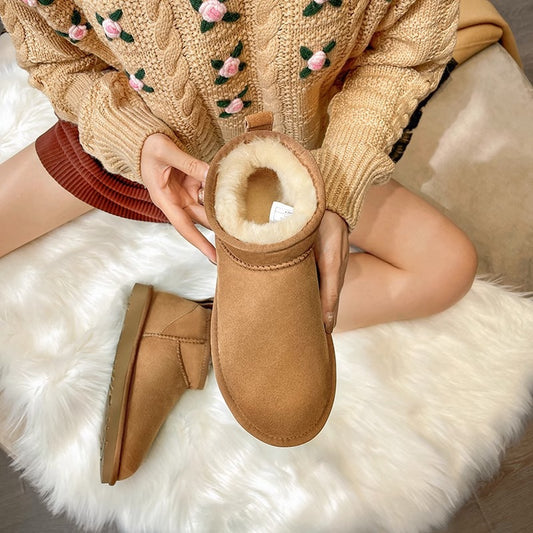 Botines de invierno para mujer en ante con forro de lana - Emilia