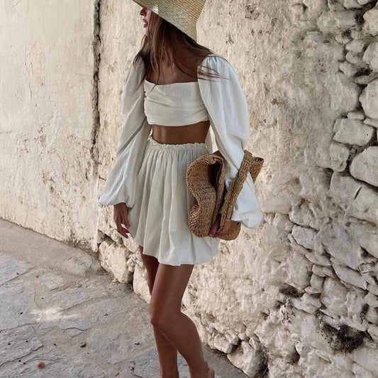 Analia - Conjunto de top y falda boho-chic