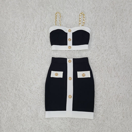 Vestido mini para mujer con tejido estructurado botones decorativos - Valeria