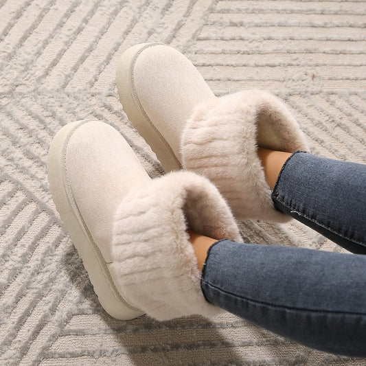 Botines para mujer estilo invernal con borde afelpado - Auralyn