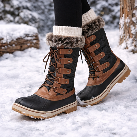 Botas planas de caña alta para mujer con ajuste de cordones - Aelira