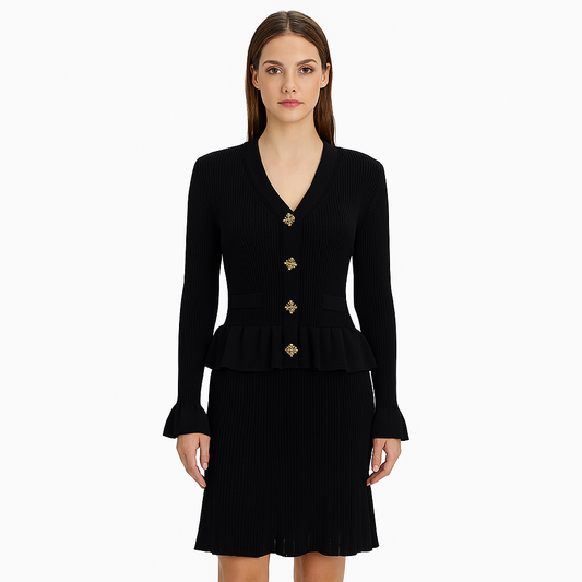 Vestido de punto con botones joya - Mireille