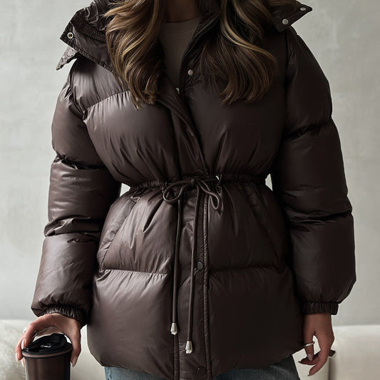 Abrigo para mujer acolchado con capucha ajustable - Elissea