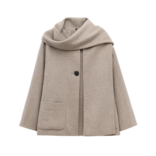 Abrigo para mujer estilo francés con cuello envolvente - Nèora