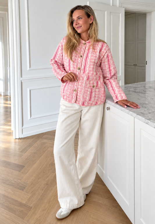 Chaqueta acolchada mujer motivos florales y rayas botones - Alvina