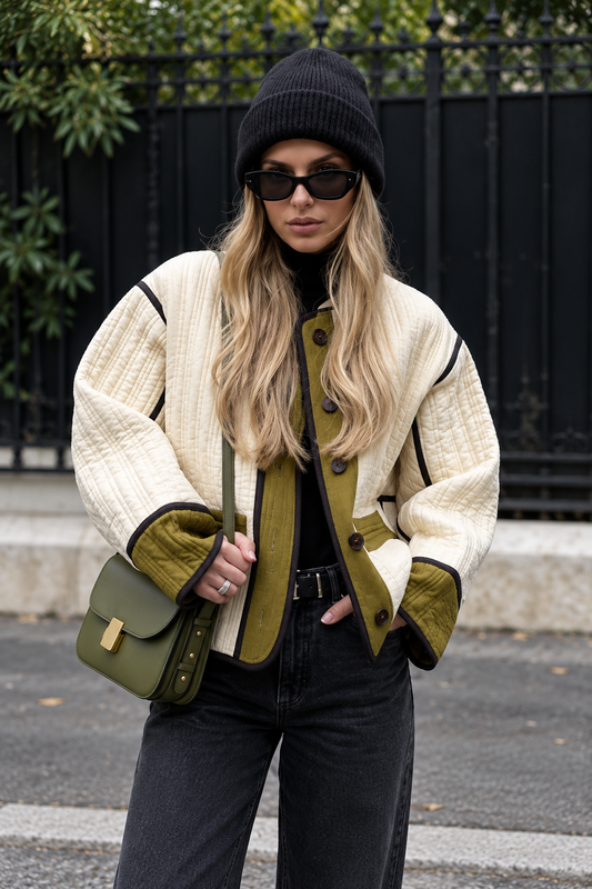 Chaqueta mujer acolchado vertical ribetes en contraste - Vesna