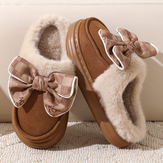 Zapatillas de casa para mujer efecto afelpado con lazo decorativo - Mairene
