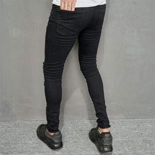 Pantalones vaqueros hombre denim rasgado estilo pitillo - Iván
