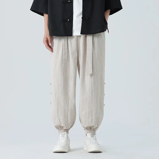 Gino - Elegantes pantalones de verano de algodón y lino para hombre