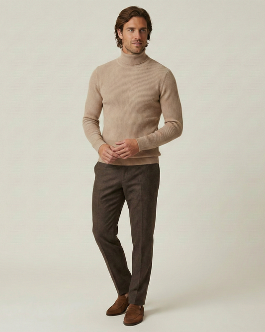 Jersey hombre cuello alto punto canalé manga larga - Tadeo