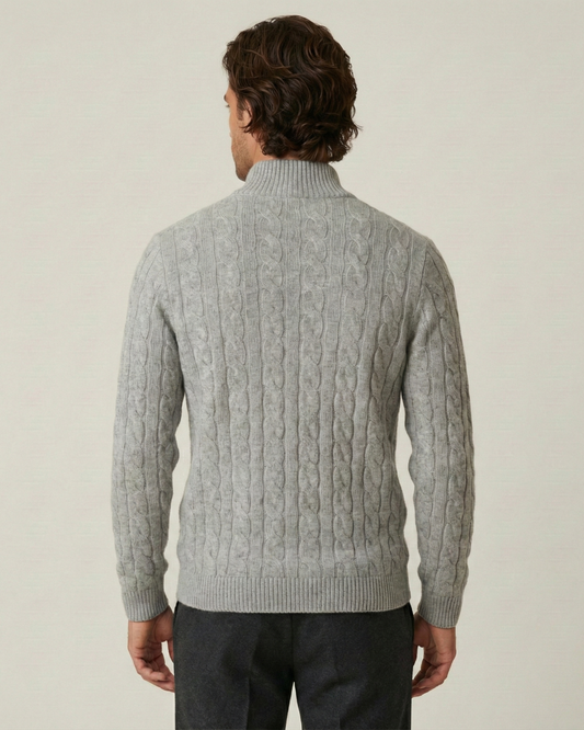 Jersey hombre media cremallera cuello alto punto trenzado - Moritz