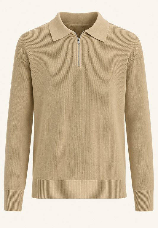Jersey de punto con cuello polo y cremallera - Severin