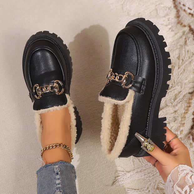 Mocasines para mujer con interior afelpado y suela robusta - Elira