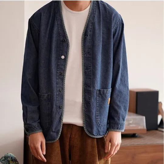 Chaqueta vaquera hombre cuello en V - Milo