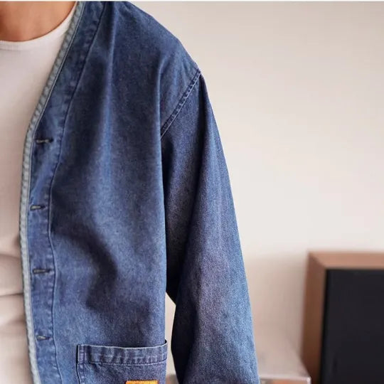 Chaqueta vaquera hombre cuello en V - Milo