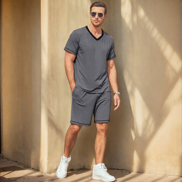 Conjunto casual hombre algodón ligero cuello en V - Marcos