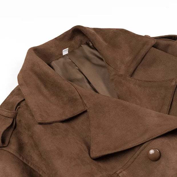 Gabardina cruzada con solapas de terciopelo - Alana