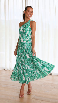 Cory - Vestido de un solo hombro con estampado floral