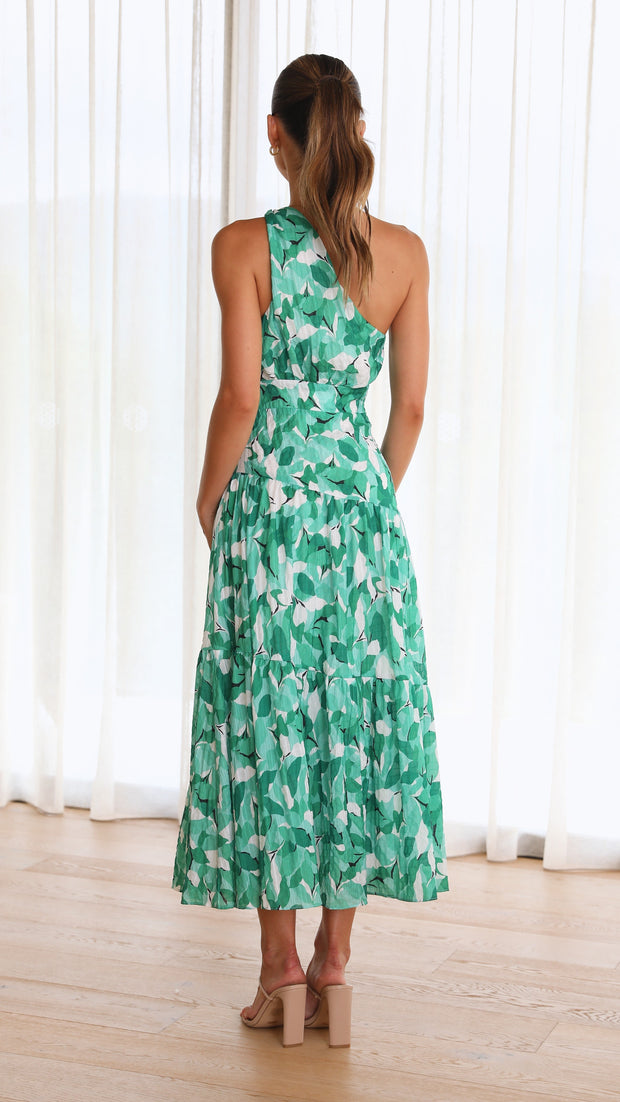 Cory - Vestido de un solo hombro con estampado floral