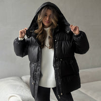 Abrigo para mujer acolchado con capucha ajustable - Elissea