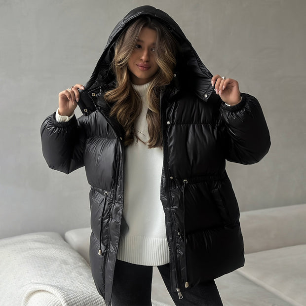 Abrigo para mujer acolchado con capucha ajustable - Elissea