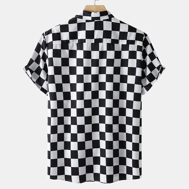 Camisa de hombre de manga corta a cuadros para cualquier ocasión