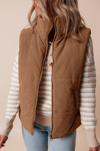 Chaleco acolchado de pana con cuello alto para mujer - Norayne