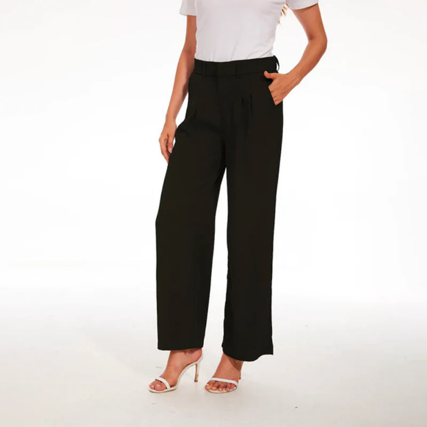 Pantalón casual de mujer - Talle alto - Pernera ancha