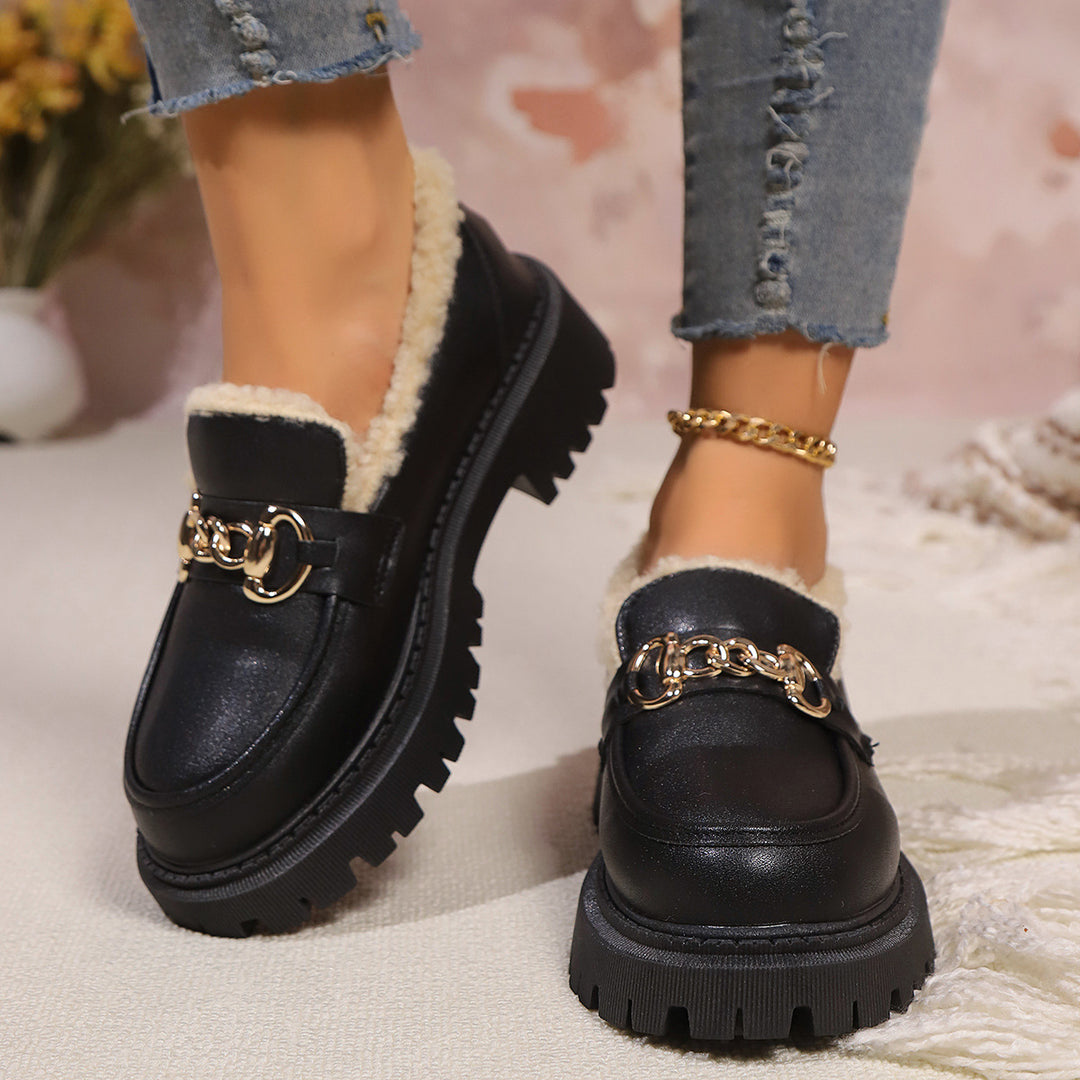 Mocasines para mujer con interior afelpado y suela robusta - Elira