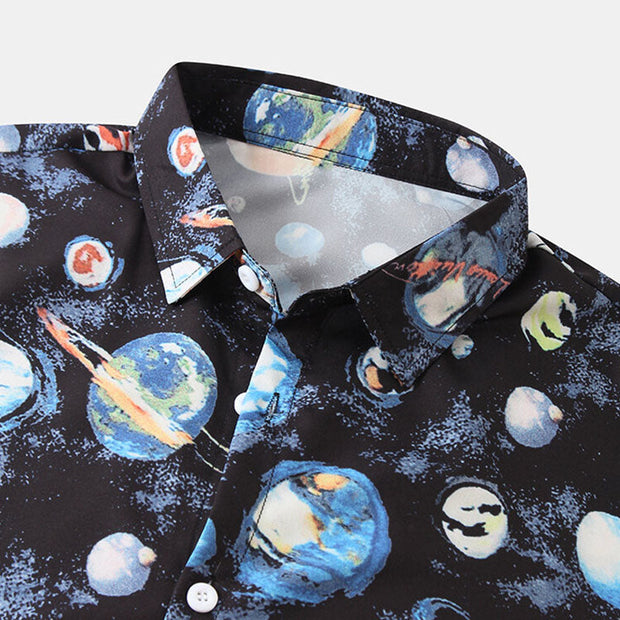 Camisa de manga corta para hombre con lunares y aspecto retro