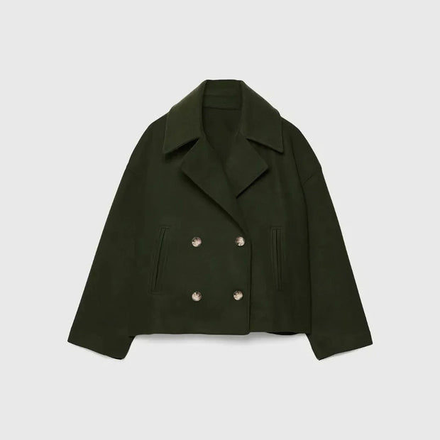 Chaqueta corta de lana con doble botonadura para mujer - Heidi