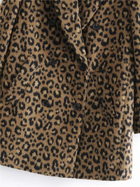 Abrigo de leopardo para mujer de corte recto con solapas - Frida