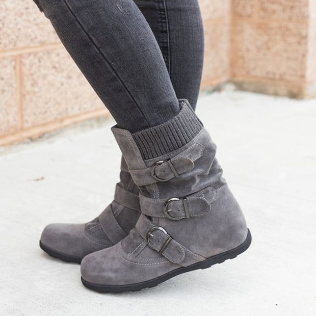 Botas ajustables para mujer efecto ante - Avenne