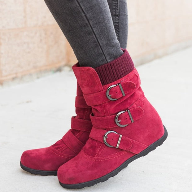 Botas ajustables para mujer efecto ante - Avenne