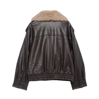 Chaqueta mujer efecto piel cuello amplio de pelo - Nymera