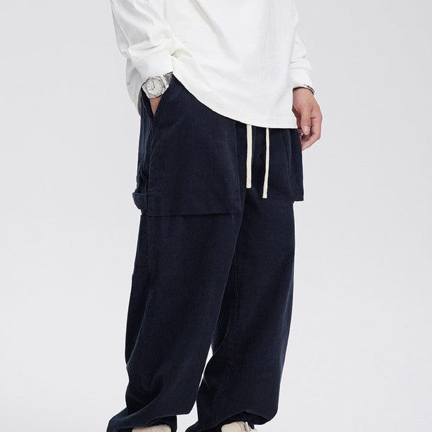 John - Pantalones casual de pana retro rectos para hombre