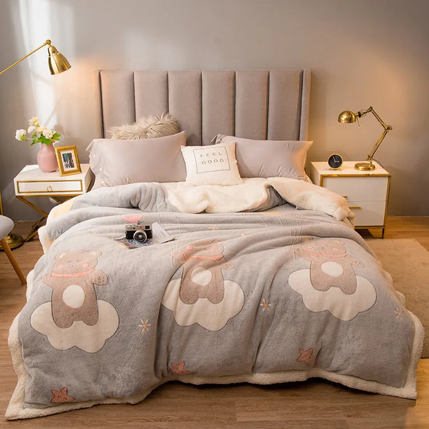 Manta acolchada gruesa de invierno con estampado