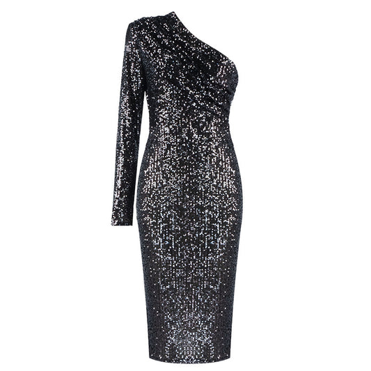 Vestido de lentejuelas para mujer de efecto asimétrico - Vanessa