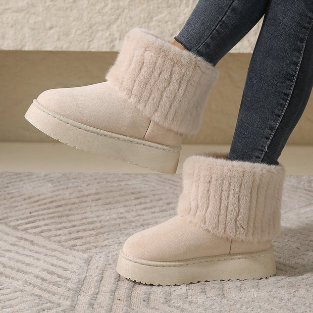 Botines para mujer estilo invernal con borde afelpado - Auralyn