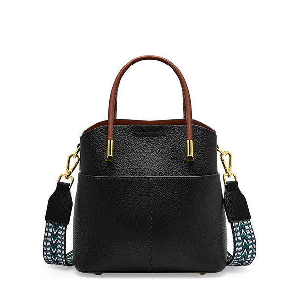 Bolso bucket para mujer de piel granulada con asa doble - Emilia