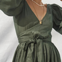 Natalie - Vestido de dama con mangas abullonadas