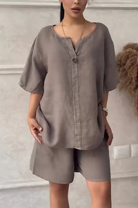Conjunto de blusa suelta y short tiro alto casual para mujer - Maike