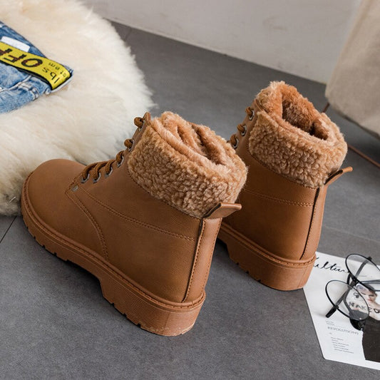 Botas casuales para mujer con forro calido y cordones - Selene