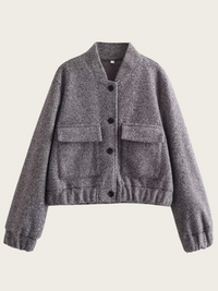 Chaqueta corta de lana gris para mujer - Mauwi
